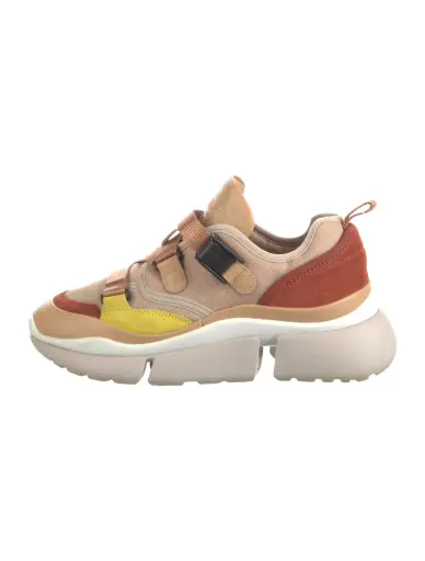 Canvas Colorblock Pattern Chunky Sneakers