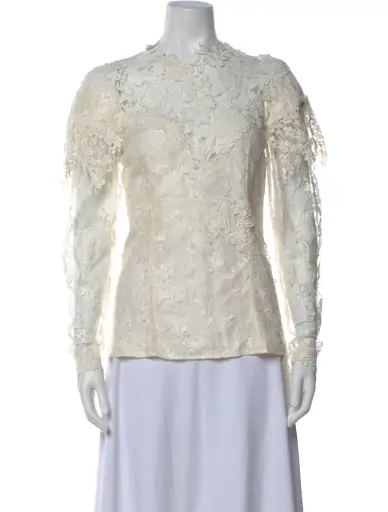 Lace Pattern Mock Neck Top