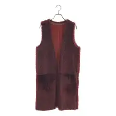 【美品】  KARL DONOGHUE / カールドノヒュー | ムートン レザー ノースリーブ ジレ ロングコート | XS | ボルドー | レディース