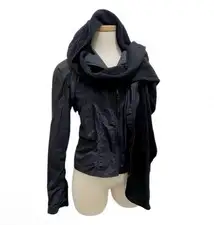 Hyein SEO Black Women’s Jacket with Matching Scarf - Classic Lightweight Coat
