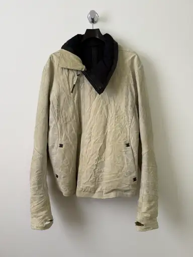 Lambskin Staple Spine White Leather Jacket