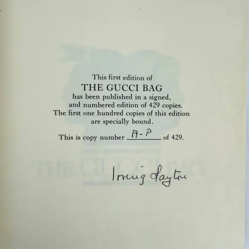 Irving Layton The Gucci Bag Author's Proof Signed Inscribed First Edition 1983 Canadian Poetry