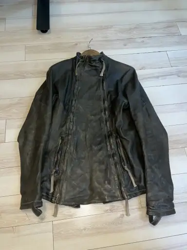 Boris Bidjan Saberi J4 Dark Oak Leather Jacket