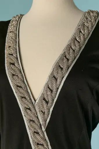 Long evening jersey dress with rhinestone embellishment BALMAIN