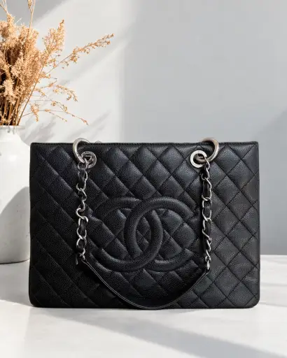 Chanel GST Grand Shopping Tote - Caviar Quilted Black Silver Hardware