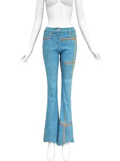 John Galliano S/S 2002 Embroidered Denim Jeans