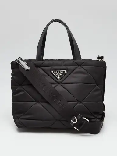 Prada Black Quilted Tessuto Re-Nylon Crossbody Tote Bag - 1BG373