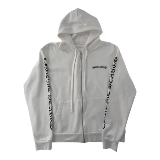 Chrome Hearts Scroll Logo Zip Up White
