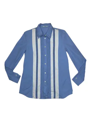 PRADA SS 2015 Men’s Cotton Periwinkle Blue & White Striped Long Sleeve Button Up Shirt | Men’s Size S