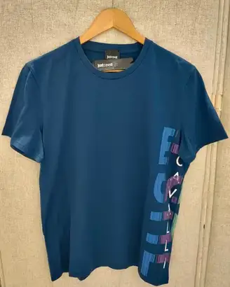 T-Shirt Just Cavalli Uomo Blu Nuova Taglia S