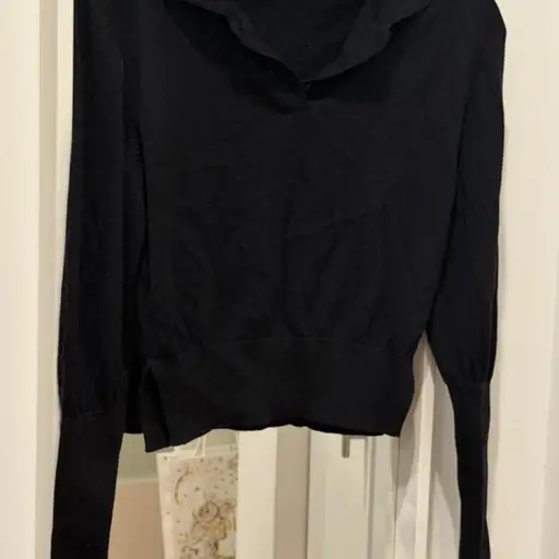 Merino wool and silk Simone Rocha cropped partial button up, black worn once, perfect condition. XS. #simonerocha