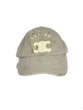 CELINE Cap, Size S, Cotton, Gray, Women's, Triomphe Light Cotton Gabardine, AA0A