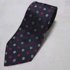 美品■コムデギャルソンオムドゥ　ネクタイ　ドット　ブラック×シルバー×レッド