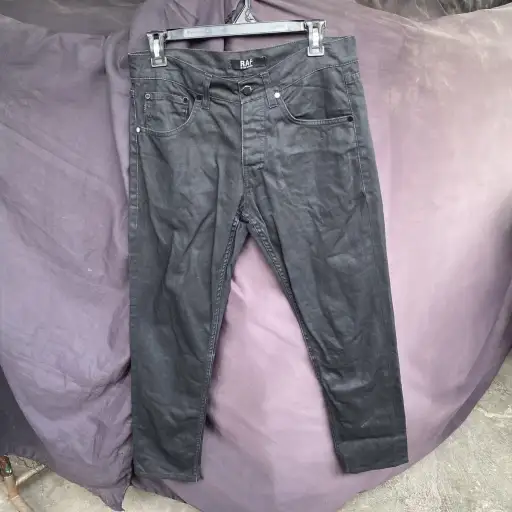Raf simons coated waxed denim black longpant
