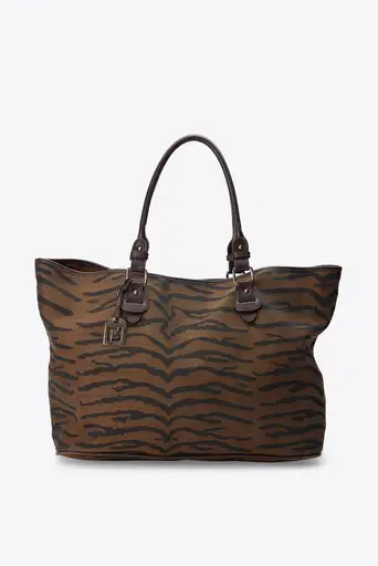 Vintage Fendi Tiger Print Canvas Tote Bag