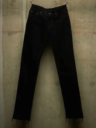 Rick Owens DRKSHDW SS07 "DRAKE" BLACK Low Rise Skinny Frayed Hem Denim