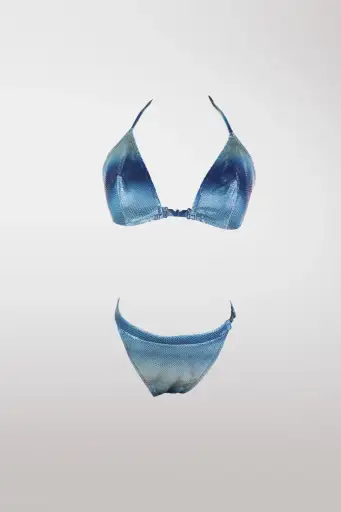 Emporio Armani Blue Ombré Embellished Bikini Set