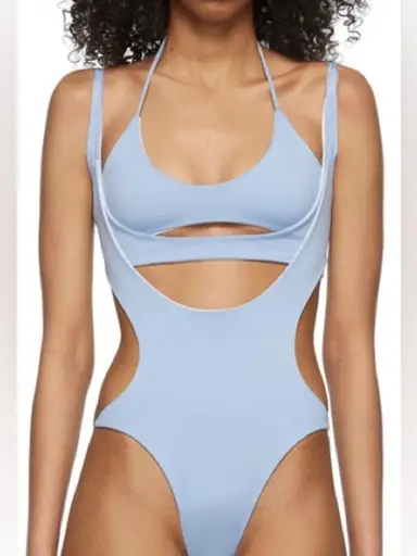 Hyein Seo Layered Cut Out Swimsuit Baby Blue NWT