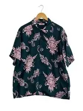 SUN SURF 26SS Aloha Shirt XL Rayon Green All-over Print SS39611 INCARNATION OF G