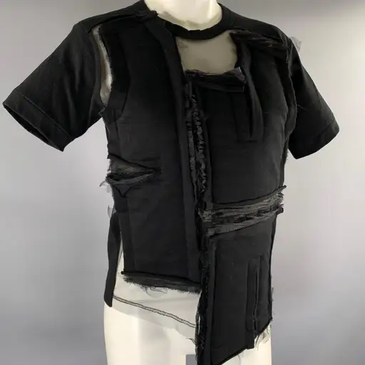 COMME des GARCONS Size XS Black Cotton Deconstructed Mesh T Shirt