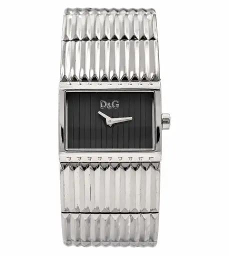 2000s D&G Grey Striped Dial Integrated Stainless Steel Bracelet Watch(1311-DG-L). LWM864