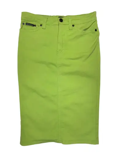 Vintage 2000s DOLCE & GABBANA Lime Green Cotton Pencil Knee Length Skirt | Size XS