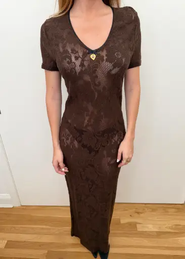 Dolce & Gabbana 1998 Brown Lace 'Mother Mary' Dress