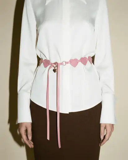Limited Edition Valentines Pink Leather Heart Chain Belt – Pilati Era- COLLECTOR’S ITEM