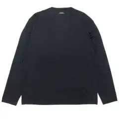 未使用 Z Zegna ジーゼニア 長袖 Tシャツ クルーネック トップス カットソー ラバーロゴ プリント 3XL 黒 ブラック メンズ 古着 中古 USED