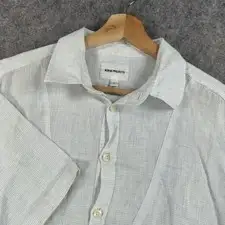 Norse Projects Benno Hippie Shirt Mens Large Blue Stripe Short Sleeve Button