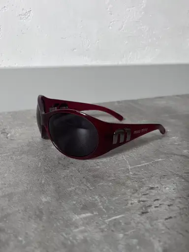 2005 Miu Miu Vintage Sunglasses Red Unisex