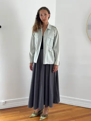 Ice Blue 1970s Saint Laurent Military Shirt