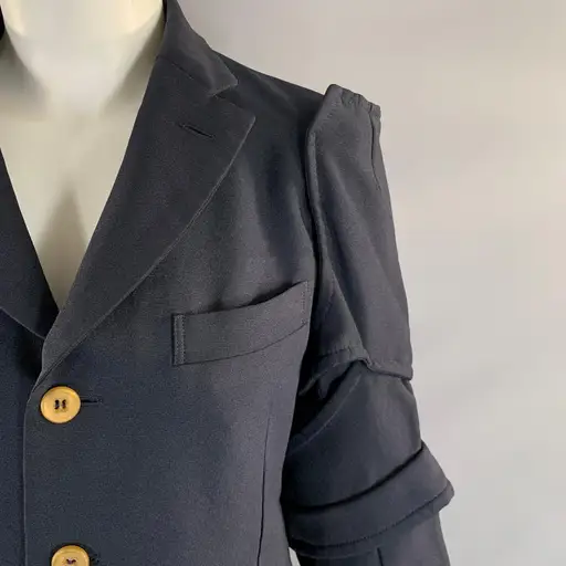 COMME des GARCONS AD2016 Size M Navy Polyester Notch Lapel Jacket Blazer