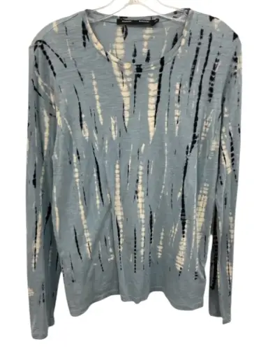 Proenza Schouler Size S Blue, Black, White Cotton Long Sleeve Tie Dye Top