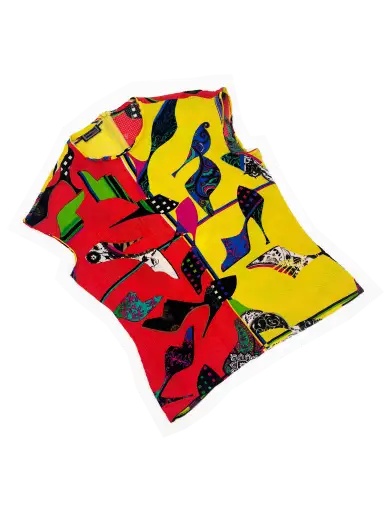 Gianni Versace 1991 high heel print silk top
