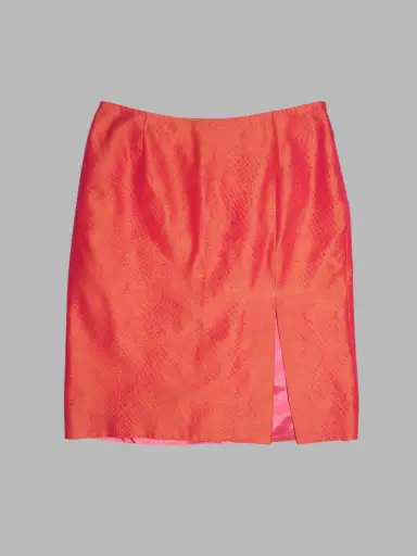 Versace Jeans Couture orange-pink scale pattern above knee skirt
