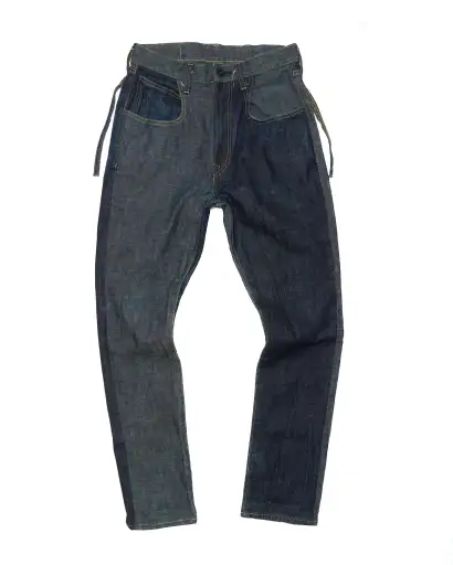F/W17 Kapital Two-tone Indigo Asymmetric "Mottainai Denim" Pants