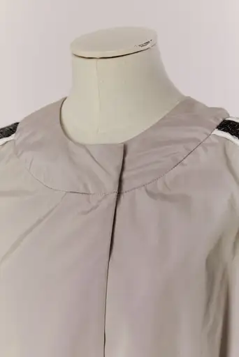 Grey coat with sequin embellishment on the sleeve RUE DU MAIL by Martine Sitbon