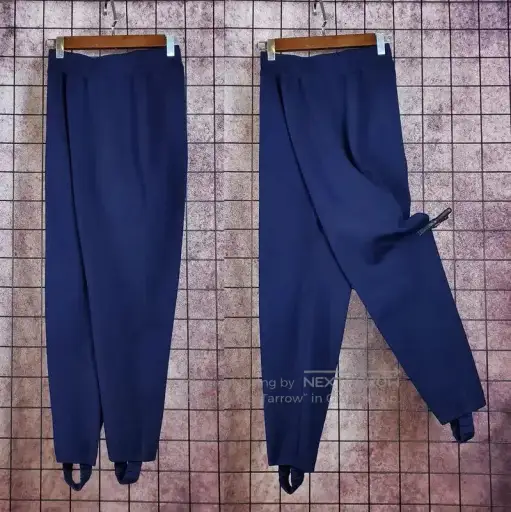 YSL M Size Casual Wool Pants in Navy Blue .