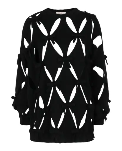 Wool Ribbon Cutout Sweater