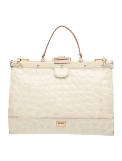 Embossed Leather Top Handle Bag Vintage