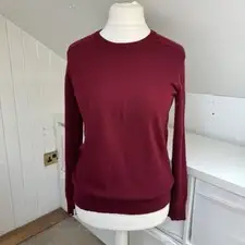 Lisa Yang Jumper Size 1 S-M Burgundy 100% Cashmere Luxury Knit Long Sleeve