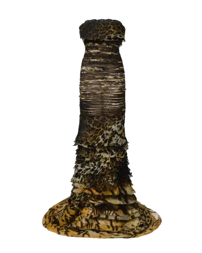 S/S 2005 Leopard Print Tiered Gown with Moderate Train