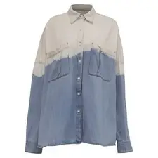 Dries Van Noten Tie-Dyed Button-Down Denim Shirt In Cotton Women Multicolor S