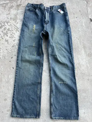 Vintage Faded Distressed Rick Owens Style Y2K Jeans Denim