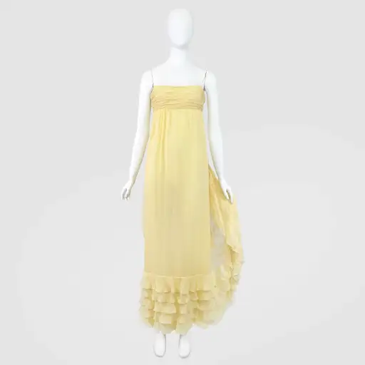 Valentino FW 2011 Yellow Chiffon Silk Ruffle Dress