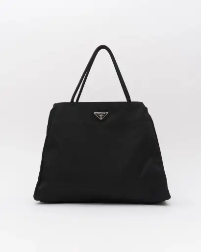 90s PRADA Black Tessuto Nylon Shoulder Bag