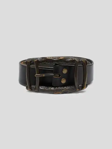 Molten Buckle Leather Belt
