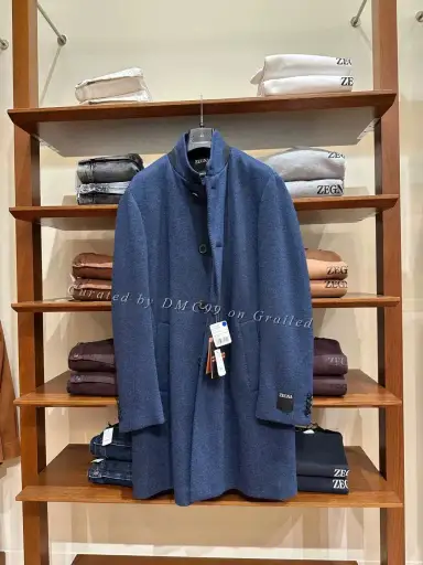Zegna Men’s Blue Wool Coat