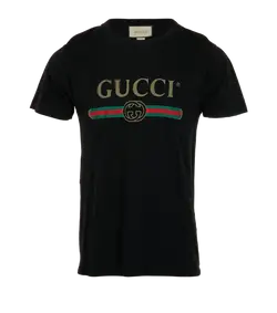 Gucci Classic Logo T-Shirt, Cotton, Black, Sz XXS, 3*